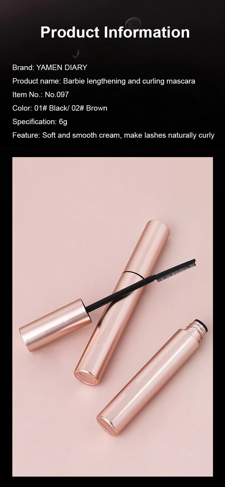 ✨Vattentät och kladdfri ögonfransmask🌟Länger och böjer ögonen omedelbart med långvarig effekt för dramatiska ögon👁️